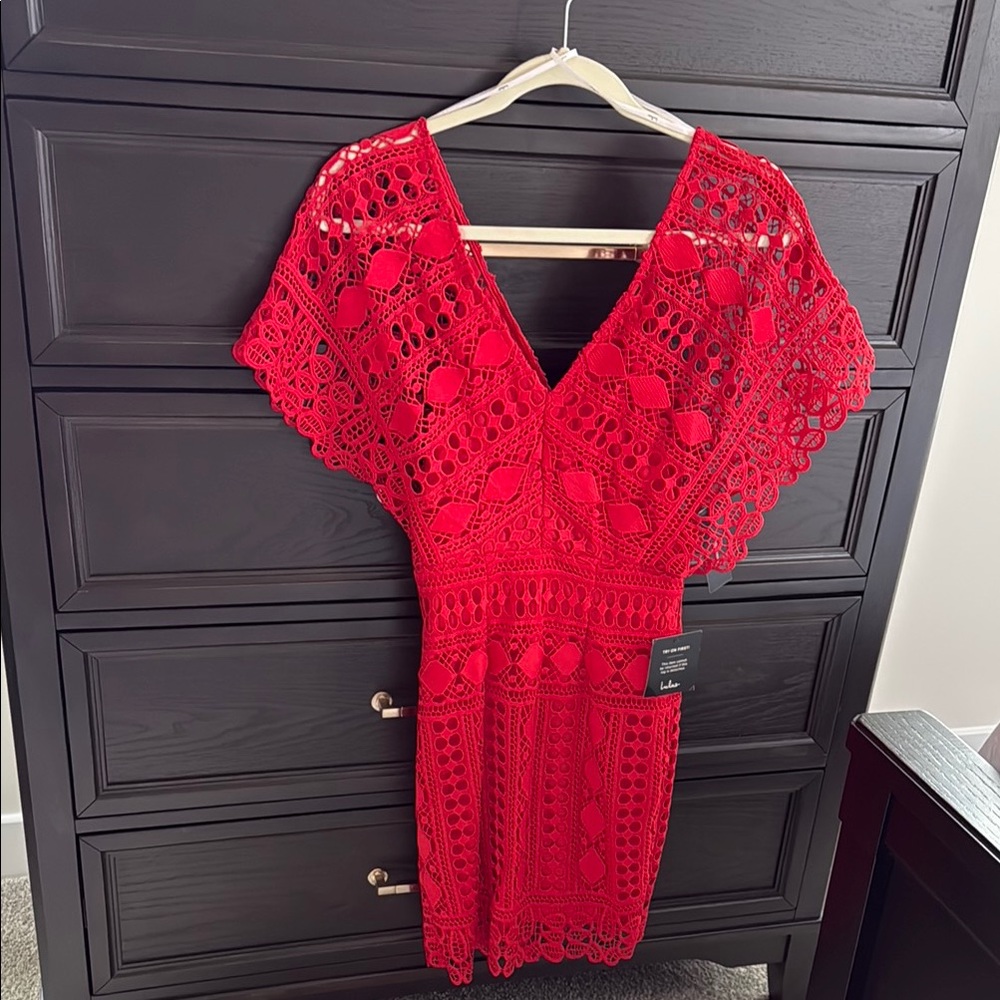 Elegant Red Crochet Dress